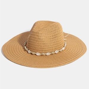 Fame Shell Beaded Wide Brim Straw Hat